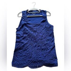 Chico’s Embroidered Sleeveless Tank Top - Royal Blue